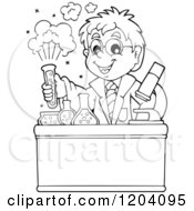 Poster, Art Print Of Black And White Scientist Boy Experimenting With Chemicals