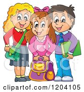 Poster, Art Print Of Happy School Children With Their Bags