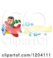 Poster, Art Print Of Happy Boy Pilot Flying A Plane With A Banner