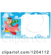 Poster, Art Print Of Happy Boy Pilot Flying A Plane With A Big Sign In The Sky
