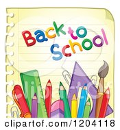 Cartoon Of A Back To School Notebook Page With Supplies Royalty Free Vector Clipart