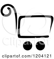 Clipart Of A Black And White Shopping Cart Icon 7 Royalty Free Vector Illustration