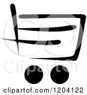 Clipart Of A Black And White Shopping Cart Icon 8 Royalty Free Vector Illustration