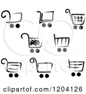 Poster, Art Print Of Black And White Shopping Cart Icons