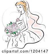 Poster, Art Print Of Blond Bride With Pink Flowers 3