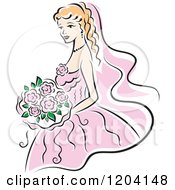 Poster, Art Print Of Blond Bride In A Pink Dress