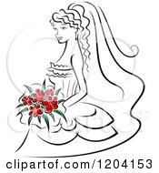 Poster, Art Print Of Bride With Red Flowers