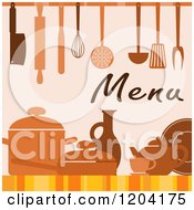 Poster, Art Print Of Menu Cover Design With Utensils Pots And Dishes