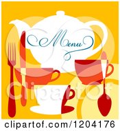 Poster, Art Print Of Menu Cover Design With Silverware And Cups