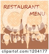 Poster, Art Print Of Restaurant Menu Cover Design With Glasses Wine And Teapots