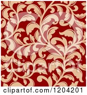 Poster, Art Print Of Seamless Red And Tan Floral Pattern