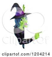 Poster, Art Print Of Green Halloween Witch Pointing To A Sign