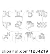 Clipart Of Sparkly Silver Astrology Zodiac Signs Royalty Free Vector Illustration