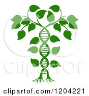 Cartoon Of A Green DNA Double Helix Plant Royalty Free Vector Clipart
