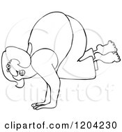 Cartoon Of An Outlined Woman Balancing On Her Hands Royalty Free Vector Clipart