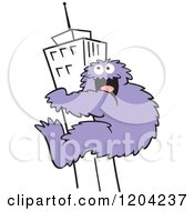 Purple Bigfoot Climbing A Skyscraper Building