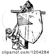 Clipart Of A Vintage Black And White Heraldry Royalty Free Vector Illustration