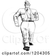 Cartoon Of A Vintage Black And White Injured Soldier Royalty Free Vector Clipart