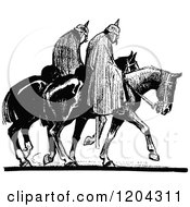 Clipart Of Vintage Black And White Despondent German Soldiers Royalty Free Vector Illustration