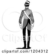 Clipart Of A Vintage Black And White Rear View Of A Cadet Royalty Free Vector Illustration