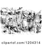 Clipart Of Vintage Black And White Soldiers Royalty Free Vector Illustration