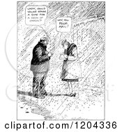 Cartoon Of A Vintage Black And White Woman Giving Change To A Poor Man Royalty Free Vector Clipart