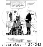 Cartoon Of A Vintage Black And White Madam And Butler Royalty Free Vector Clipart