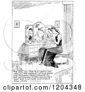 Poster, Art Print Of Vintage Black And White Sad Woman Looking At Her Reflection With Text