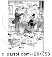 Cartoon Of Vintage Black And White Card Players Royalty Free Vector Clipart