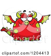Cartoon Of A Drunk Or Dumb Chubby Red Dragon Royalty Free Vector Clipart