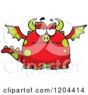 Cartoon Of A Bored Chubby Red Dragon Royalty Free Vector Clipart