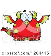 Cartoon Of A Surprised Chubby Red Dragon Royalty Free Vector Clipart