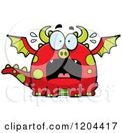 Cartoon Of A Scared Chubby Red Dragon Royalty Free Vector Clipart