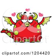 Cartoon Of A Loving Chubby Red Dragon Royalty Free Vector Clipart