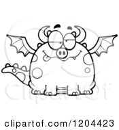 Cartoon Of A Black And White Drunk Or Dumb Chubby Dragon Royalty Free Vector Clipart