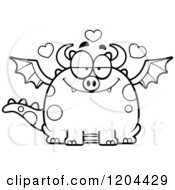 Cartoon Of A Black And White Loving Chubby Dragon Royalty Free Vector Clipart