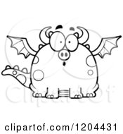 Cartoon Of A Black And White Surprised Chubby Dragon Royalty Free Vector Clipart