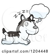 Poster, Art Print Of Cute Husky Puppy Dog Dreaming