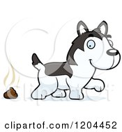 Poster, Art Print Of Cute Husky Puppy Dog Pooping