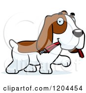 Cute Hound Dog Carrying A Leash