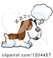 Cartoon Of A Cute Hound Dog Dreaming Royalty Free Vector Clipart
