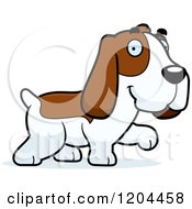 Cartoon Of A Cute Hound Dog Walking Royalty Free Vector Clipart