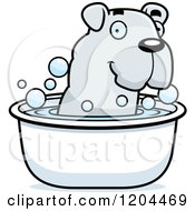 Poster, Art Print Of Cute Bulldog Puppy Dog Taking A Bath