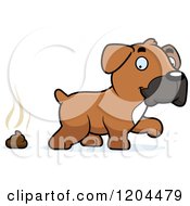 Poster, Art Print Of Cute Boxer Puppy Dog And Poop