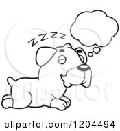 Cartoon Of A Black And White Cute Rottweiler Puppy Dog Dreaming Royalty Free Vector Clipart by Cory Thoman