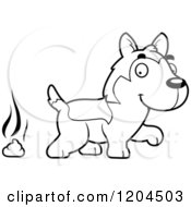 Poster, Art Print Of Black And White Cute Husky Puppy Dog Pooping