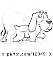 Black And White Cute Hound Dog Pooping