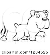 Poster, Art Print Of Black And White Cute Bulldog Puppy Dog And Poop