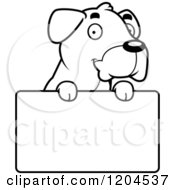Cartoon Of A Black And White Cute Boxer Puppy Dog Royalty Free Vector Clipart
