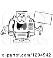 Black And White Sick Fax Machine Holding A Sign